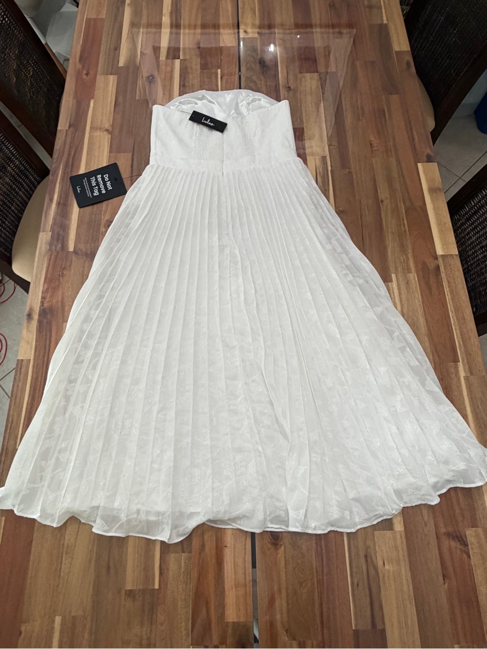 NWT Perfectly Stunning Ivory Jacquard Strapless Midi Dress Size Large White - Picture 13 of 13